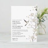 Chinoiserie Floral Foto QR Code Brautparty Einladung (Stehend Vorderseite)