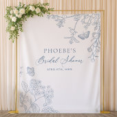 Chinoiserie Floral French Blue Bridal Hintergrund Wandteppich
