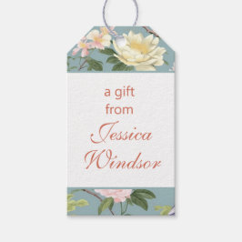 Chinoiserie Floral Jade Egret Geschenkanhänger