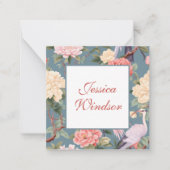 Chinoiserie Floral Jade Egret Geschenkvorführung Mitteilungskarte (Vorderseite)