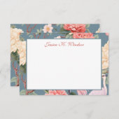 Chinoiserie Floral Jade Egret Personalisiert Dankeskarte (Vorne/Hinten)