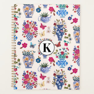 Chinoiserie Floral Monogram Planer