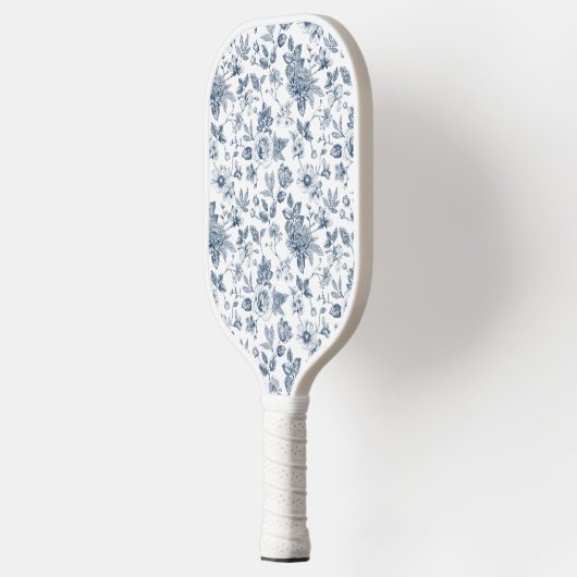 Chinoiserie Floral Pattern Azulejo Blue Monogram Pickleball Schläger (Links)