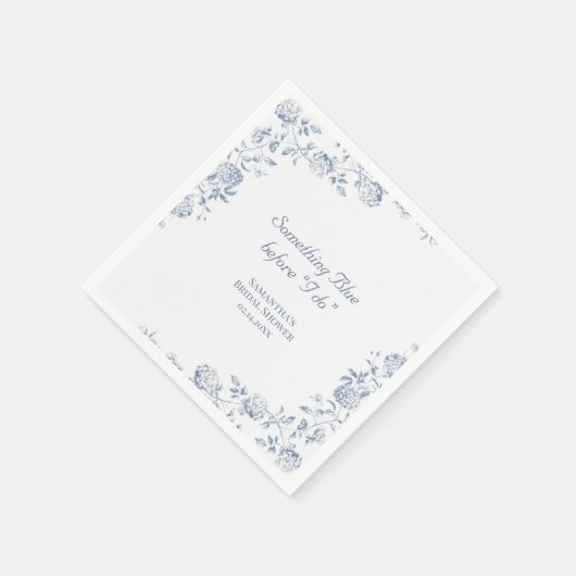 Chinoiserie Floral Something Blue Brautparty Serviette (Ecke)