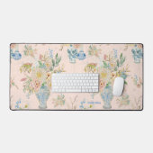 Chinoiserie Floral Vase Peak Rosa Büro Schreibtischunterlage (Tastatur & Maus)