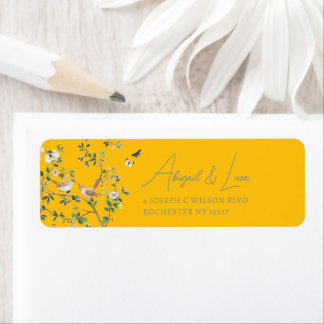 Chinoiserie-Floral-Vogel-Hochzeitseinladungsadress