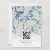 Chinoiserie Floral White Blue n Sage Birds Wedding Einladung (Rückseite)
