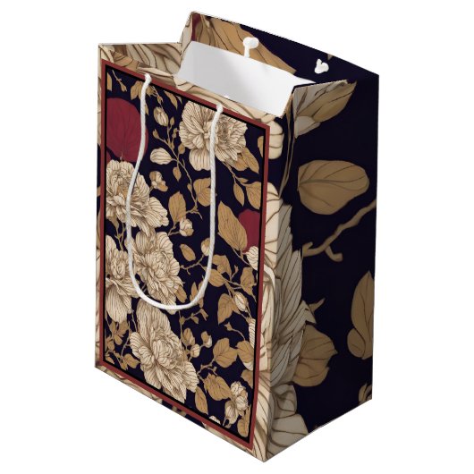 Chinoiserie Florals Mittlere Geschenktüte (Rückseite Schrägansicht)