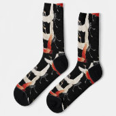 Chinoiserie Flying Crane Zen Minimalist Kimono Art Socken (Linkes Detail)