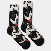Chinoiserie Flying Crane Zen Minimalist Kimono Art Socken (Rechts)