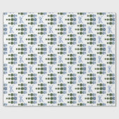 Chinoiserie-Formtopiary Baum Blaue Schleife Geschenkpapier (Flach)