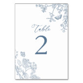 Chinoiserie Französisch Blauer Brautparty Flat Tischnummer (Vorderseite)
