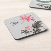 Chinoiserie Freehand Wasserfarben Lotus Beve Getränkeuntersetzer (Linke Seite)