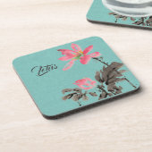 Chinoiserie Freehand Wasserfarben Lotus Green Getränkeuntersetzer (Linke Seite)