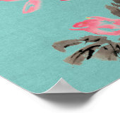 Chinoiserie Freehand Wasserfarben Lotus Poster (Ecke)