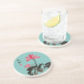 Chinoiserie Freehand Watercolor Lotus Blume Getränkeuntersetzer (Seite)