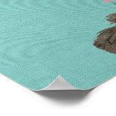 Chinoiserie Freehand Watercolor Lotus Blume Grün Poster (Ecke)