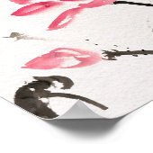 Chinoiserie Freehand Watercolor Lotus Blume Poster (Ecke)