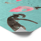 Chinoiserie Freehand Watercolor Lotus Blume Poster (Ecke)