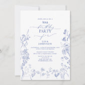 Chinoiserie French Blue Floral 50. Geburtstag Einladung (Vorderseite)