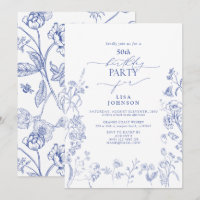 Chinoiserie French Blue Floral 50. Geburtstag