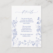Chinoiserie French Blue Floral Wedding Details Begleitkarte (Vorderseite)