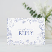Chinoiserie French Blue Viktorianisch Floral RSVP  (Stehend Vorderseite)