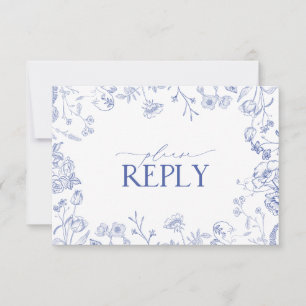Chinoiserie French Blue Viktorianisch Floral RSVP  Karte