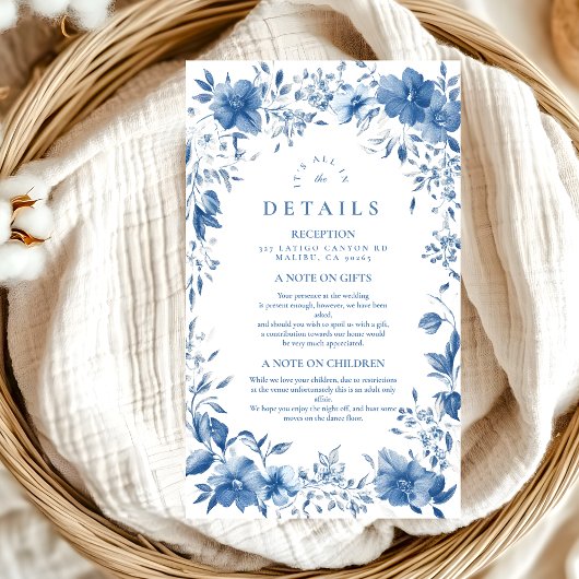 Chinoiserie French Blue Viktorianisch Floral Weddi Begleitkarte