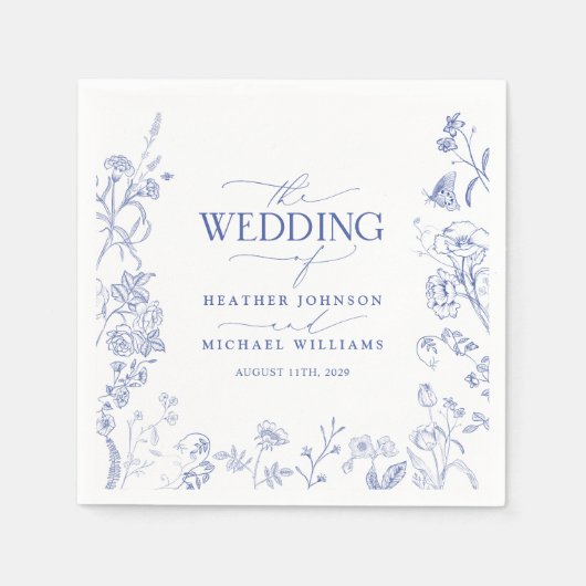 Chinoiserie French Blue Viktorianisch Floral Weddi Serviette (Vorderseite)