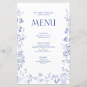 Chinoiserie French Blue Viktorianisch Wedding Menu (Vorderseite)
