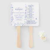 Chinoiserie French Blue Viktorianisch Wedding Prog Fächer (Vorne und Hinten)