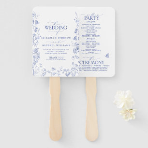 Chinoiserie French Blue Viktorianisch Wedding Prog Fächer