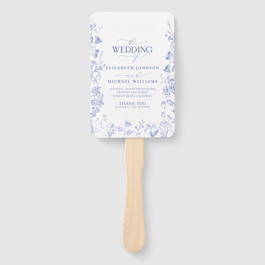 Chinoiserie French Blue Viktorianisch Wedding Prog Fächer (Vorderseite)