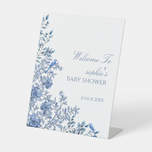Chinoiserie French Blue Welcome Baby Sockelschild (Vorderseite)