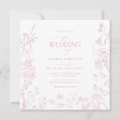 Chinoiserie French Dusty Rose Blumenzwiebeln Einladung (Vorderseite)