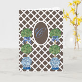 Chinoiserie Garden Topiary Ginger Jars Card Karte (Gelbe Blume)