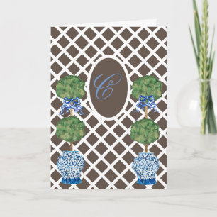 Chinoiserie Garden Topiary Ginger Jars Card Karte