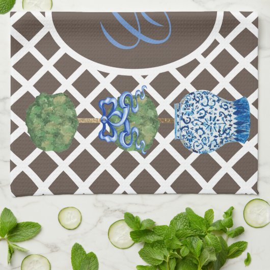 Chinoiserie Garden Topiary Ginger Jars Geschirrtuch (Gefaltet)