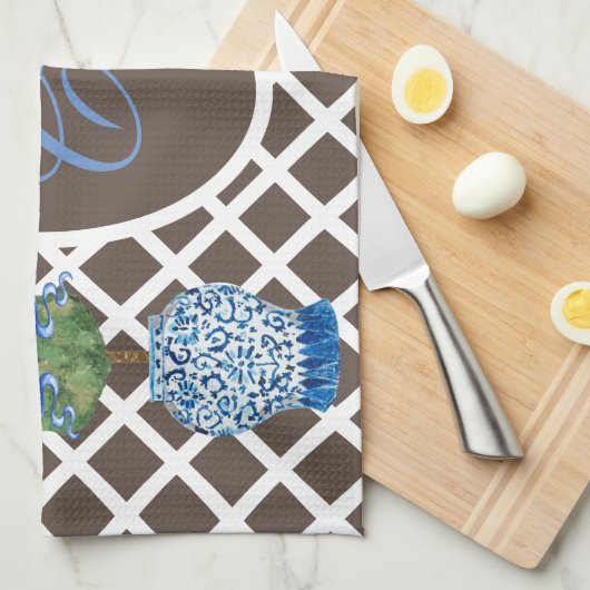 Chinoiserie Garden Topiary Ginger Jars Geschirrtuch (Viertel Falte)