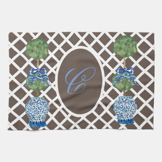 Chinoiserie Garden Topiary Ginger Jars Geschirrtuch (Horizontal)