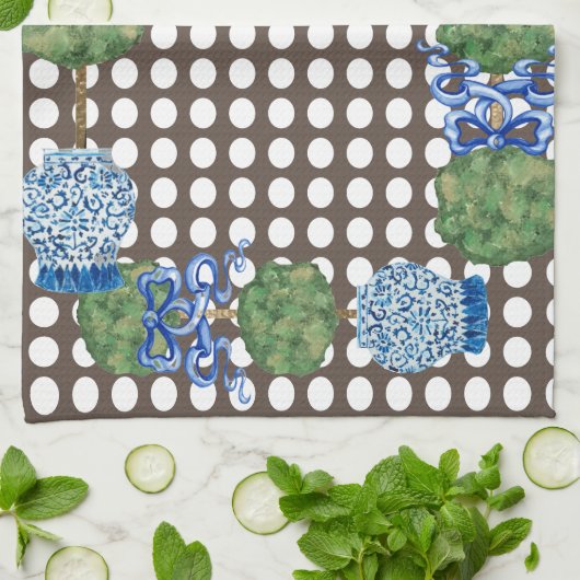 Chinoiserie Garden Topiary Ginger Jars Geschirrtuch (Gefaltet)