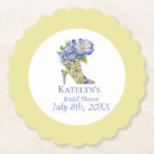 Chinoiserie Gelbes High-Heel-Brautparty Untersetzer (Vorderseite)