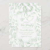 Chinoiserie Gender Neutral Tee Party Babydusche Einladung (Vorne/Hinten)