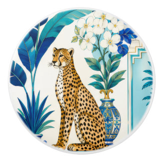 Chinoiserie-Gepard-Griff Keramikknauf