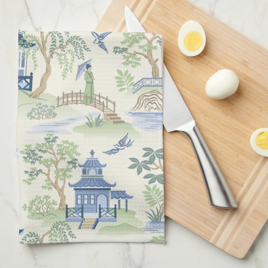 Chinoiserie Geschirrtuch (Viertel Falte)