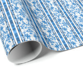 Chinoiserie-gestreifter Blumendruck Geschenkpapier (Rolleneckpunkt)