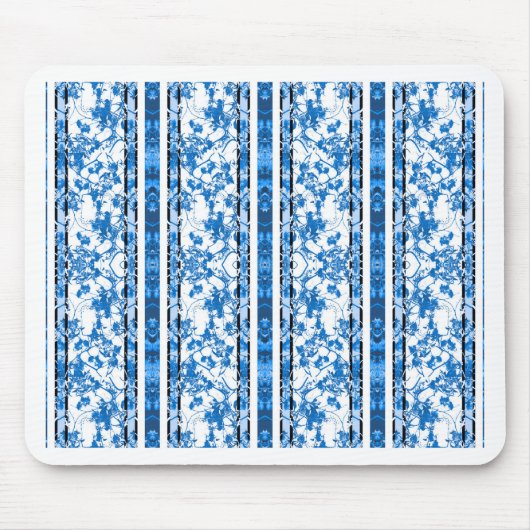 Chinoiserie-gestreifter Blumendruck Mousepad (Vorne)