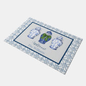 Chinoiserie Ginger Jar Individuelle Name Willkomme Fußmatte (Schrägansicht)