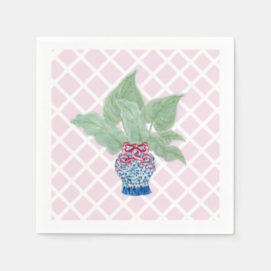 Chinoiserie Ginger Jar Jars Blätter Getränke Serviette (Vorderseite)